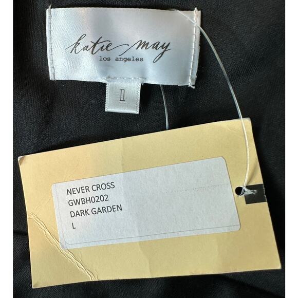 Katie May Black Cocktail Jumpsuit LARGE Halter Wide Leg Split Hem Party $285 NEW - Picture 9 of 10